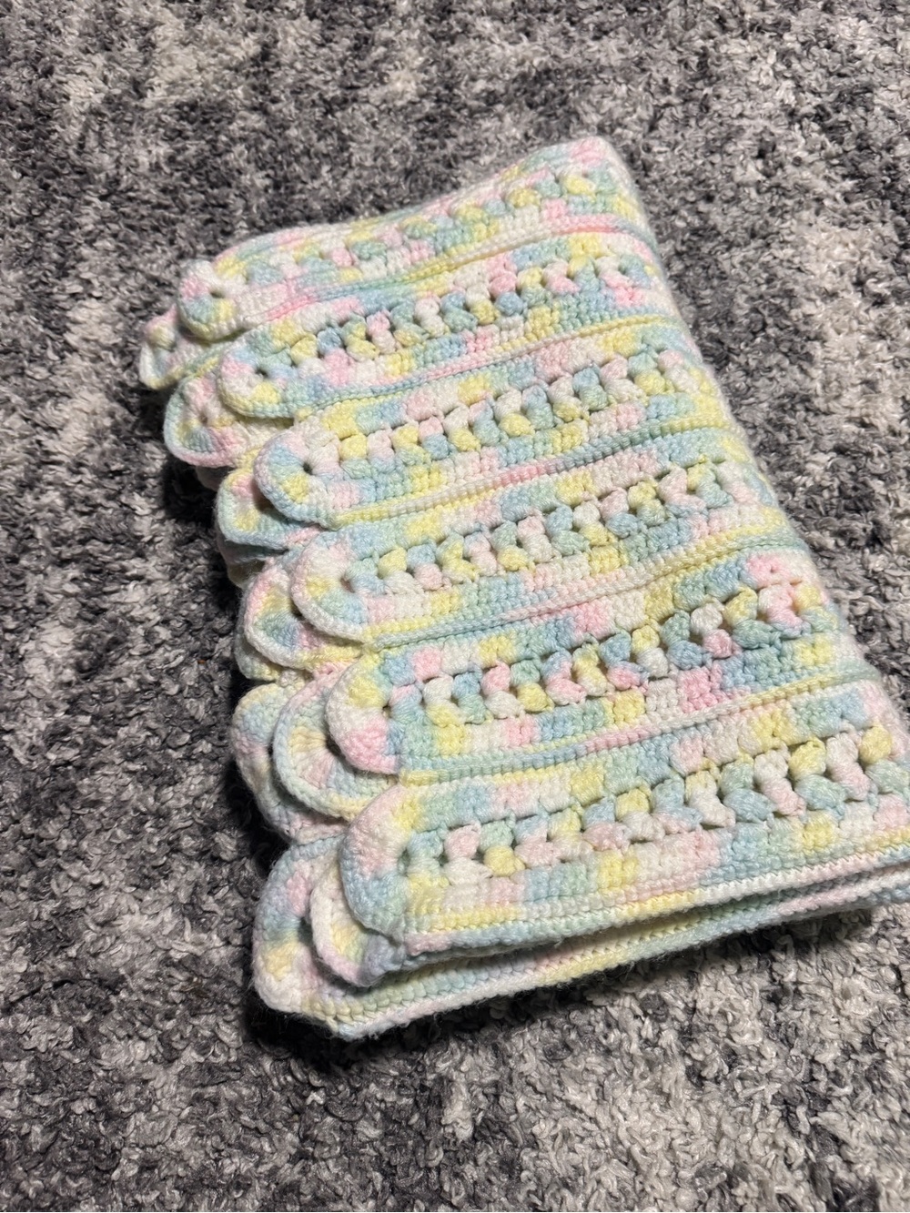 Pastel Handmade Crochet Blanket 35” x 47”